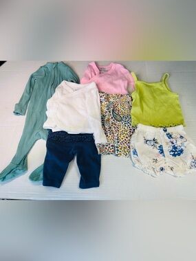 Baby Colors Tops with Carters Floral Navy Bottoms and Old Navy Sleeper + Shirt